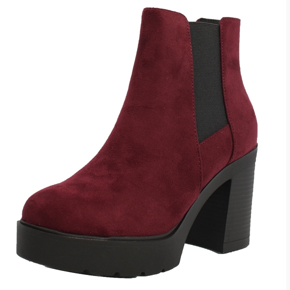 Shoes - Vino Faux Suede Chelsea Lug Block Heel Ankle Boot